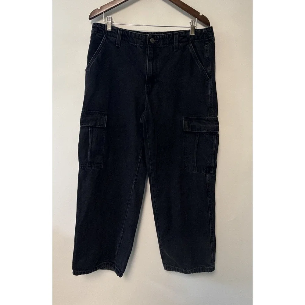 Levi's 94 Baggy Womens Cargo Pants Black Sz 31 Relaxed Utility Streetwear Grunge